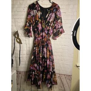 Maison Tara Floral Maxi Dress - Black, Purple, Pink, Brown